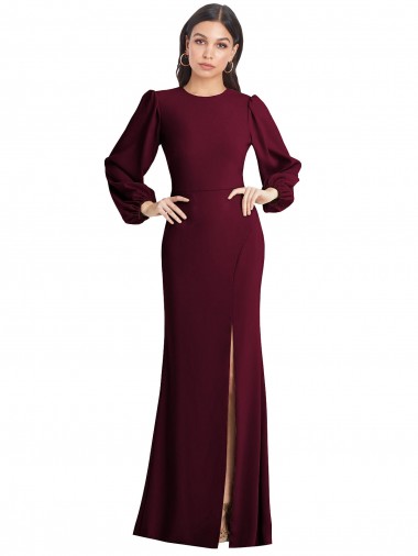 Best Puff Sleeves Long Maxi Briddesmaid Dress with Cutout Tie Back