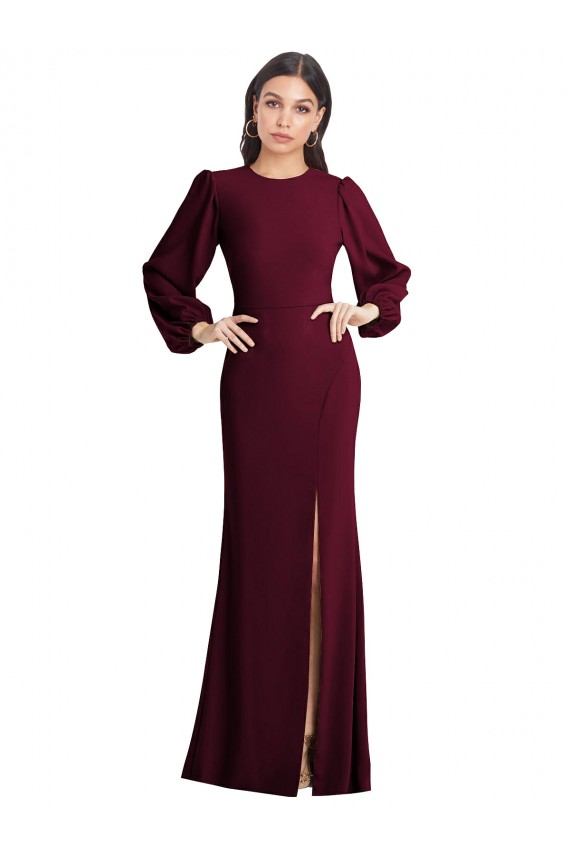 Best Puff Sleeves Long Maxi Briddesmaid Dress with Cutout Tie Back