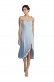 Best Midi Cocktail Length Bustier Crepe Prom Dress with Back Bow Straps