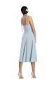 Best Midi Cocktail Length Bustier Crepe Prom Dress with Back Bow Straps
