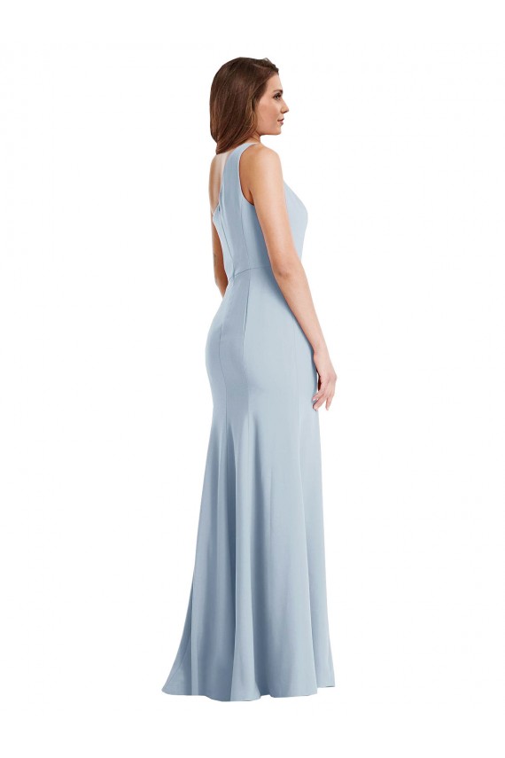 Best Bold One Shoulder Trumpet Maxi Crepe Prom Dress