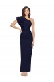 Best Ruched Floor Length Long Crepe Prom Dress with Shoulder Ruffles