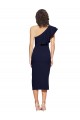 Best Ruched Midi Length Short Crepe Cocktail Prom Dress / Homecoming Dress with Shoulder Ruffles