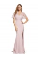 Best Crepe Long Sweetheart Neckline Prom Dress with Tulle Overlay Shoulders