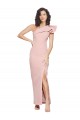 Best Full Length One Shoulder Crepe Prom Dress with Side Leg Split