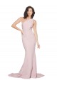 Best Long Sweep Train One Shoulder Crepe Prom Dress with Side Leg Split