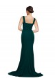 Best Fitted Square Neck Long Crepe Prom Dress with Train and Side Split