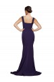 Best Square Neck Long Sweep Train Crepe Prom Dress with Thick Straps