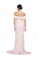 Best Off Shoulder Long Crepe Prom Dress with Straight Neckline and Side Split