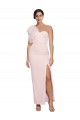Best One Shoulder Tulle Overlay Sweetheart Neckline Long Crepe Prom Dress with Thigh Split