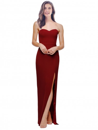 Best Straight Pencil Skirt Long Sweetheart Crepe Prom Dress with High Side Split