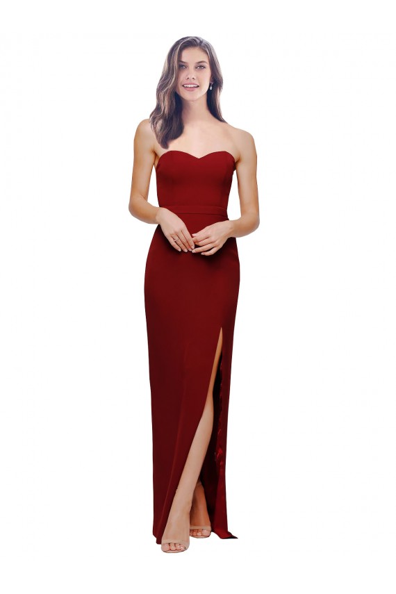 Best Straight Pencil Skirt Long Sweetheart Crepe Prom Dress with High Side Split