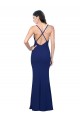 Best Full Length V-Neckline Crepe Prom Dress with Thin Straps and Fulted Skirt