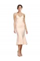 Best Midi Length V-Neckline Crepe Cocktail Prom Dress / Homecoming Dress with Thin Straps and Fulted Skirt