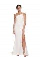 Best Long Sweep Train Crepe Prom Dress with Side Split and One Strap