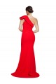 Best One Shoulder Long Sweep Train Crepe Prom Dress with Thigh High Split