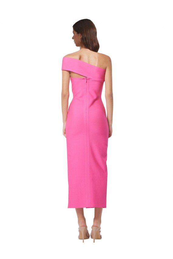 Best One Shoulder Neckline Short Midi Length Crepe Cocktail Prom Dress / Homecoming Dress