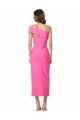 Best One Shoulder Neckline Short Midi Length Crepe Cocktail Prom Dress / Homecoming Dress