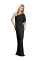 Best Pleated One Shoulder Flutter Sleeves Slim Crepe Prom Dress