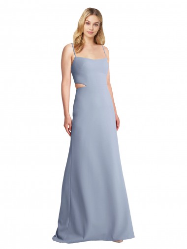 Best Feminine Scoop Neckline Long Crepe Slip Prom Dress 