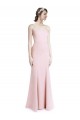 Best Square Neck Criss Cross Open Back Slim Crepe Prom Dress with Spaghetti Straps