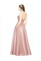 Best Long Plated Strapless Sweetheat Stretch Satin Prom Dress