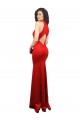Best Halter Neck keyhole Front Back Long Stretch Satin Prom Dress