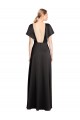 Best Cap Sleeves Open Back Long Stretch Satin Prom Dress