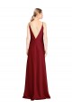 Best Floor Length Deep V-Back Stretch Satin Prom Dress with Front Slit
