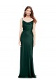 Best Fitted Cowl Neck Long Stretch Satin Slip Prom Dress with V-Back