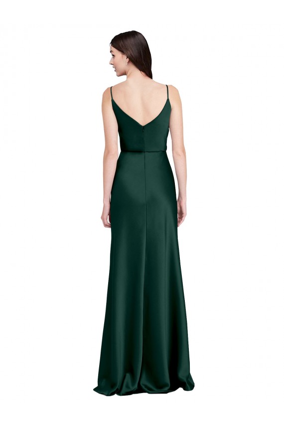 Best Fitted Cowl Neck Long Stretch Satin Slip Prom Dress with V-Back
