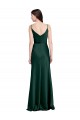 Best Fitted Cowl Neck Long Stretch Satin Slip Prom Dress with V-Back