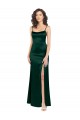 Best Long Slim Scoop Neck Stretch Satin Prom Dress with Open Back