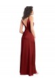 Best Faux Surplice Neckline Long Slim A-Line Stretch Satin Prom Dress