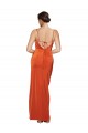 Best Front Cowl Neck Long Floor Length Stretch Satin Prom Dress with High Side Split