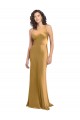 Best One Shoulder Long Floor Length Stretch Satin Slip Prom Dress