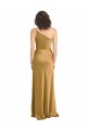 Best One Shoulder Long Floor Length Stretch Satin Slip Prom Dress