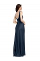Best Square Neck A-Line Long Stretch Satin Prom Dress with Wide Straps