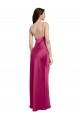 Best V-Neck Spaghetti Straps Slim Stretch Satin Prom Dress with Low Scoop Back
