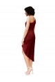 Best One Shoulder Midi Length Short Stretch Satin Wrap Style Cocktail Prom Dress / Homecoming Dress