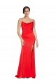 Best Low Back Cowl Neck Stretch Satin Prom Dress with High Side Slit