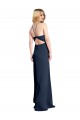 Best Halter Neckline Long Stretch Satin Prom Dress with Strappy Back and Side Slit