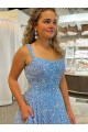 Best A-Line Scoop Sleeveless Long Court Train Velvet Sequin Prom Dress