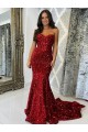 Best Sweetheart Sleeveless Long Court Train Velvet Sequin Prom Dress