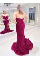 Best Long Sweetheart Sleeveless Sweep Train Velvet Sequin Prom Dress with Slit