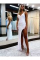 Best Sleeveless V-Neck Long Floor Length Velvet Sequin Prom Dress with Slit