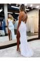 Best Sleeveless V-Neck Long Floor Length Velvet Sequin Prom Dress with Slit