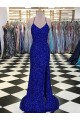 Best V-Neck Sleeveless Long Velvet Sequin Prom Dress