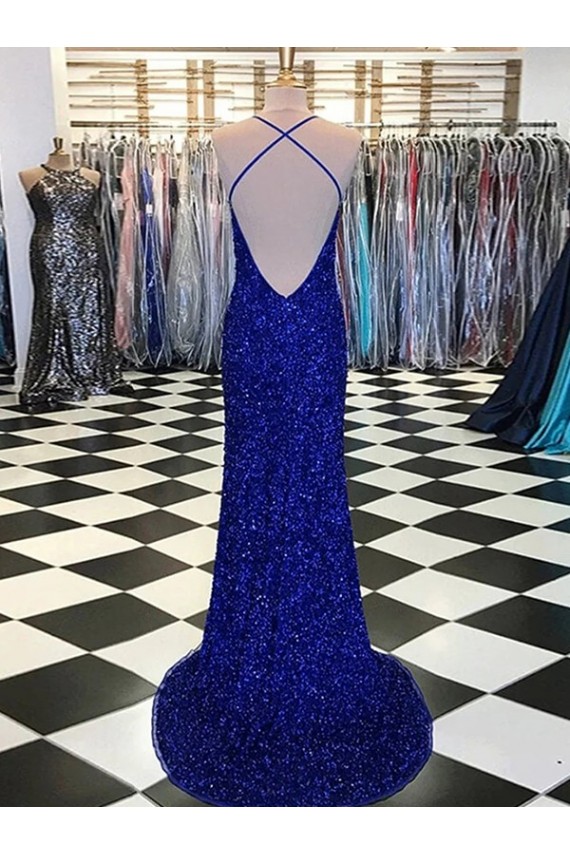 Best V-Neck Sleeveless Long Velvet Sequin Prom Dress