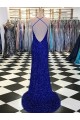 Best V-Neck Sleeveless Long Velvet Sequin Prom Dress